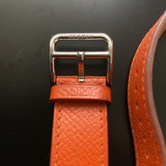 HERMES Double Tour Apple Watch Strap Band 40 mm fits 38/40/41 Attelage Orange - Picture 11 of 11